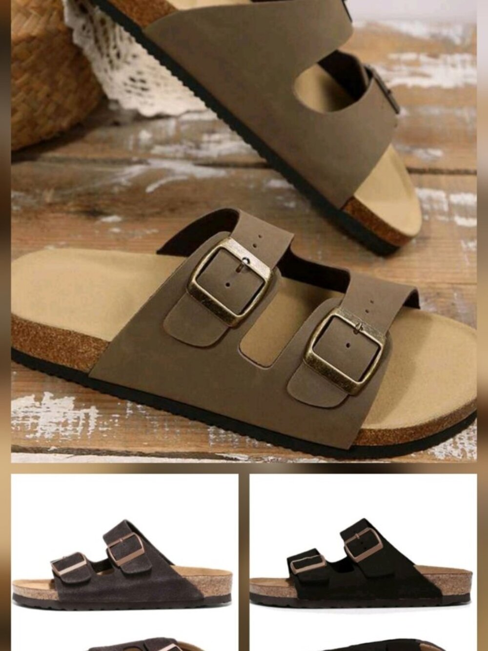 Footbed Buckle Sandals Eur 44 Mens 11 Lot Of 3 NWOT